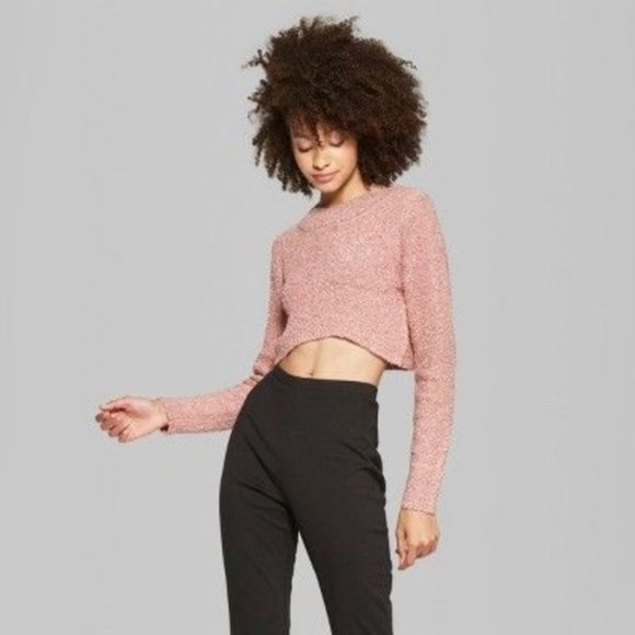 wild fable Sweaters - New WILD FABLE Pink Cropped Hi-Lo Pullover sz L